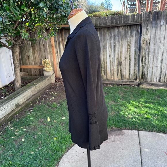 Worthington Black Crochet Long Sleeve Tunic Blouse Top Women’s Size Small - Picture 6 of 8